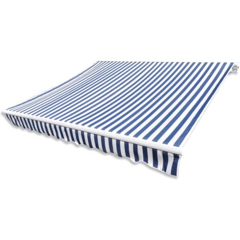 Toit d'auvent Toile , Toit de rechange pour tonnelle, Bleu et blanc 3x2,5 m (Cadre non inclus) OIB3442E