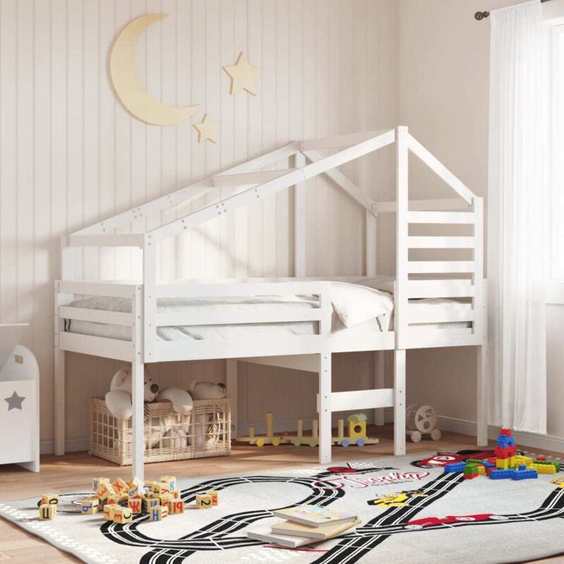 Toit de lit pour enfants blanc 198x97x113 cm bois de pin massif - Vidaxl