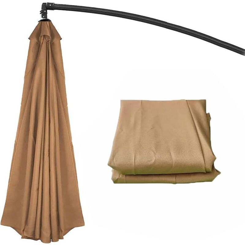 Toit de parasol de remplacement, toit de parasol de 2,7 m, toit de parasol de remplacement à 6 baleines, kaki