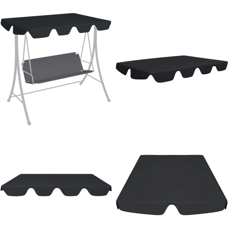 Toit de rechange de balançoire noir 188/168x145/110 cm - toit de remplacement - toits de remplacement - Home & Living - Noir