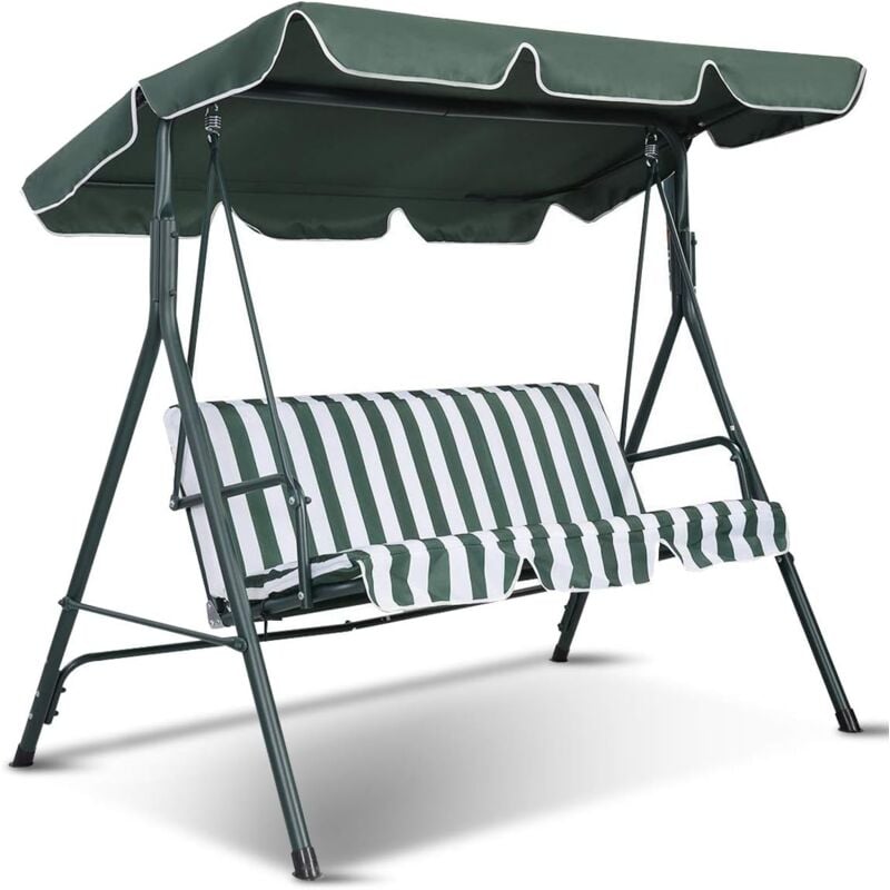 Toit de Rechange pour Balancelle de Jardin Anti-UV 190x120 cm, Toit Balancelle en Tissu Polyester Imperméable avec Largeur de Bord 15cm (Vert)