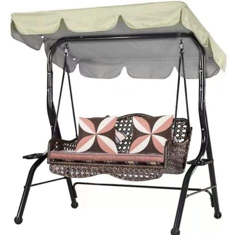 Toit de Rechange pour Balancelle de Jardin  Imperméable en 210D Toit de balançoire Canopée pour Balancelle Remplacement Pare-Soleil à Bascule Jardin Anti-UV (Beige, 164x114x15cm)-trois places