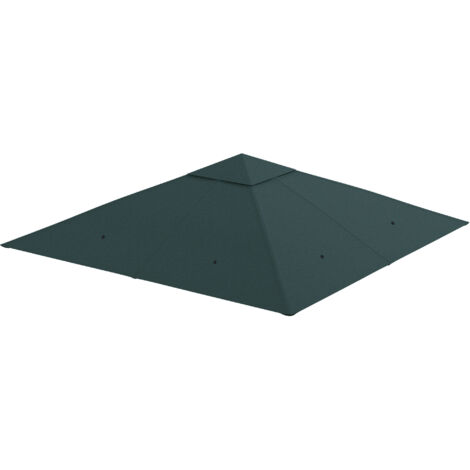 Toit de rechange pour tonnelle 3x3 m gris, toile polyester haute densité 180 g/m² anti-UV