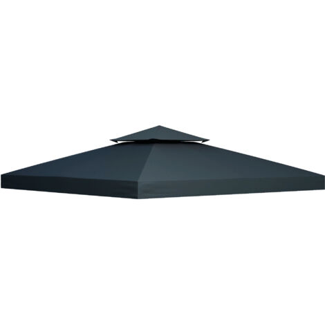 Toit de rechange pour tonnelle 3x3m, en polyester gris anthracite, pour tonnelle métallique, tonnelle de jardin, tente de fête