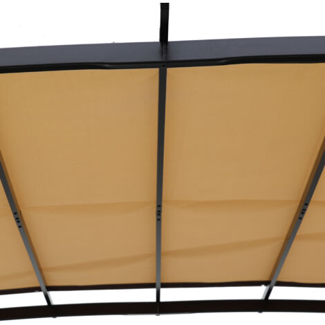 Toit de remplacement pergola courbe 12x9 pieds extérieur auvent étanche UV. Pour patio et balcon,finition beige.