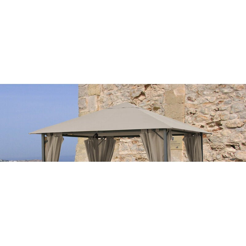 Quick-star - Toit de remplacement pour gazebo de jardin 3x3m brun-gris