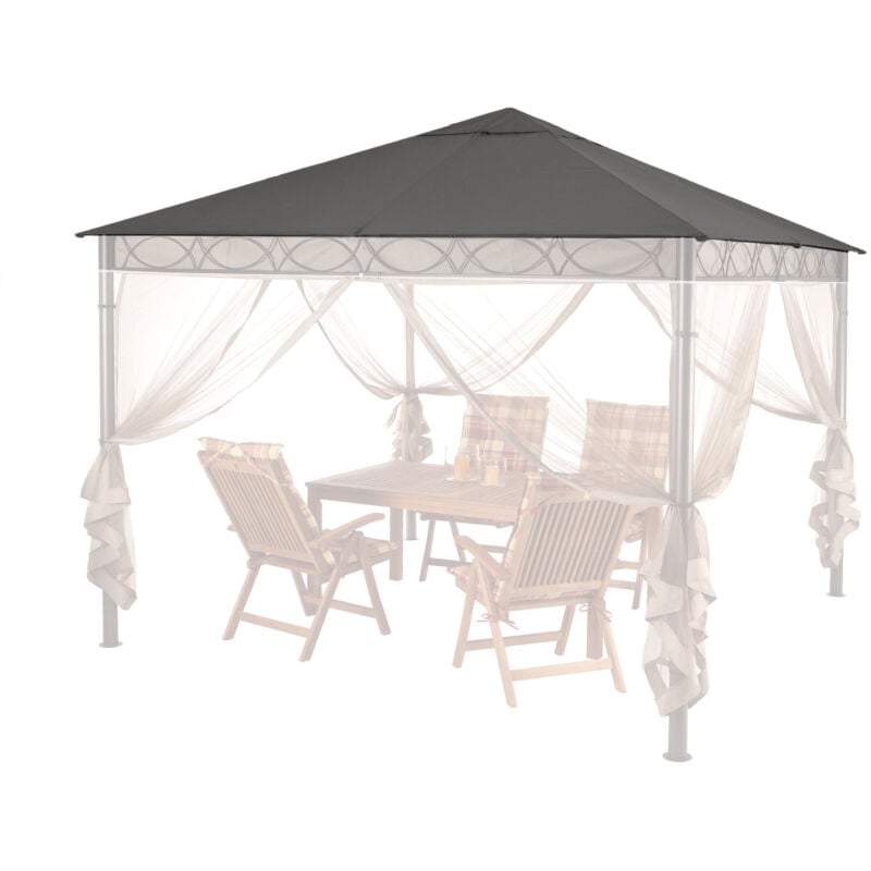 Quick-star - Toit de remplacement pour gazebo de jardin 3x3m Gris