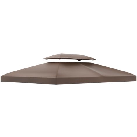 Toit de remplacement pour kiosques de jardin 3x4m Polyester Coffee