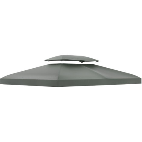 Toit de remplacement pour pavillons métalliques. Toit de jardin, abri de fête, abri de jardin en polyester, dimensions : 3x4 mètres, couleur gris foncé.
