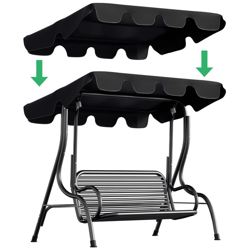 Toit de remplacement Toit solaire de rechange balancelle hollywoodienne siège housse de rechange 210x145cm imperméable à l'eau Anthracite
