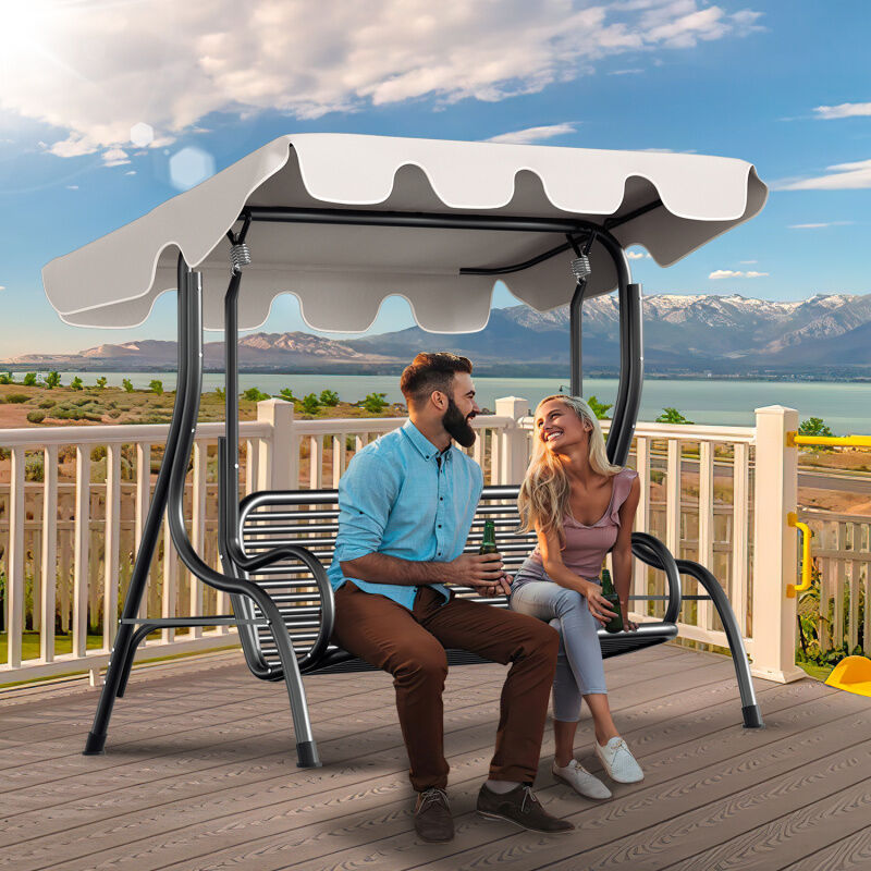 Toit de remplacement Toit solaire de rechange balancelle hollywoodienne siège housse de rechange 210x145cm imperméable à l'eau Beige