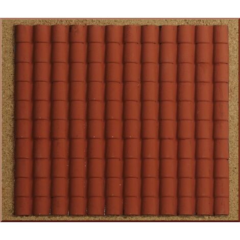 TOIT EN PLASTIQUE AVEC GRANDES TUILES ROUGES 35X25CM