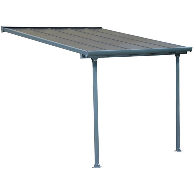 Pergola à adosser en aluminium gris et polycarbonate Feria 3 x 3m