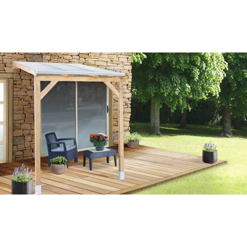 Chalet&jardin - Toit Couv'Terrasse® en bois 3x2 m - Avec Toit
