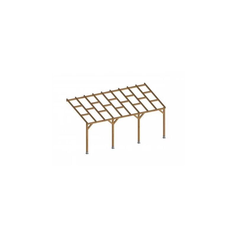 Chalet&jardin - Toit Couv'Terrasse® en bois 3x5,5 m - Sans toit polycarbonate