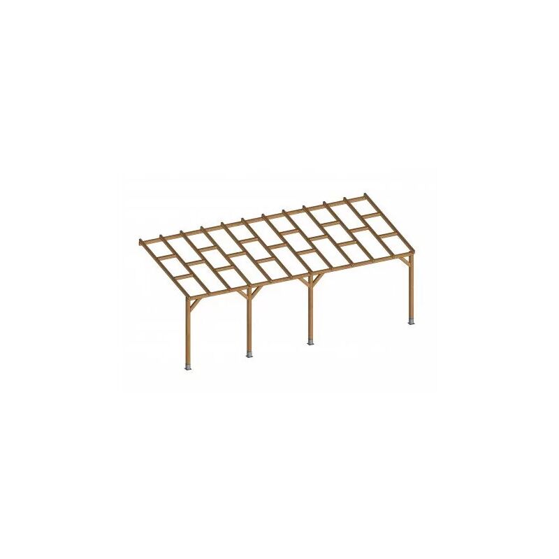 Toit Couv'Terrasse® en bois 3x6,8 m - Sans toit polycarbonate