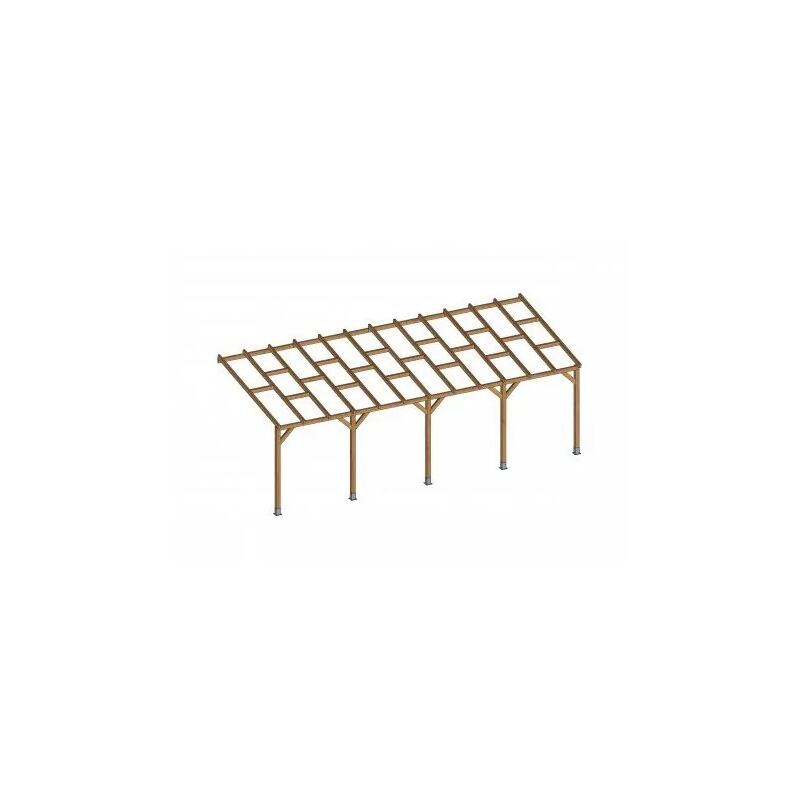 Toit Couv'Terrasse® en bois 3x7,4 m - Sans toit polycarbonate