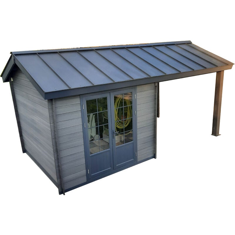 Toiture bac acier pour Abri composite 18,5m² 2 pentes Green Outside