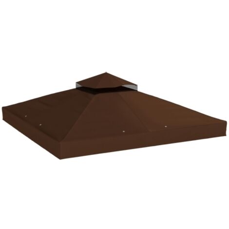 Toiture de remplacement 3 x 3 m pour gazebo, bâche de remplacement avec trous de drainage, protection solaire UPF 30+, couleur café