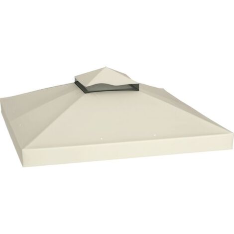 Toiture de remplacement 3 x 3 m pour tonnelle, bâche de remplacement avec trous de drainage, protection solaire UPF 30+, blanc crème