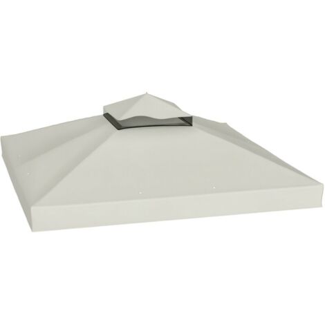 Toiture de remplacement 3 x 3 m pour tonnelle, bâche de remplacement avec trous de drainage, protection solaire UPF 30+, gris clair