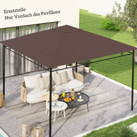 Toiture de remplacement pour pavillon de jardin. polyester. 2.98 x 2.95 m. couleur café