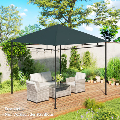 Toiture de remplacement pour pavillon de jardin. polyester. 2.98 x 2.95 m. gris foncé
