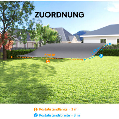 Toiture de remplacement pour pergola, protection solaire pour toit de terrasse, bâche de remplacement pour pavillon de 3 x 3 m, 298 x 293 cm, gris foncé