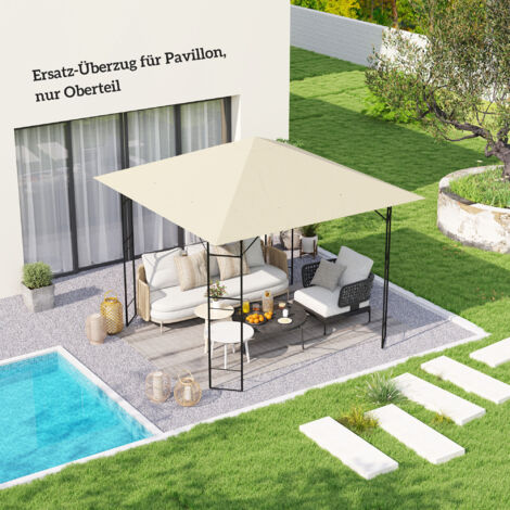 Toiture de remplacement pour tonnelle 3 x 3 m. toile Oxford déperlante UPF30+. 370 g/m². blanc crème