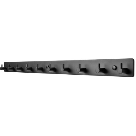 TOJ Living Porte-manteau mural 10 crochets – Patère murale / porte-serviettes – Style industriel & moderne – Acier inoxydable – 67 cm – noir mat