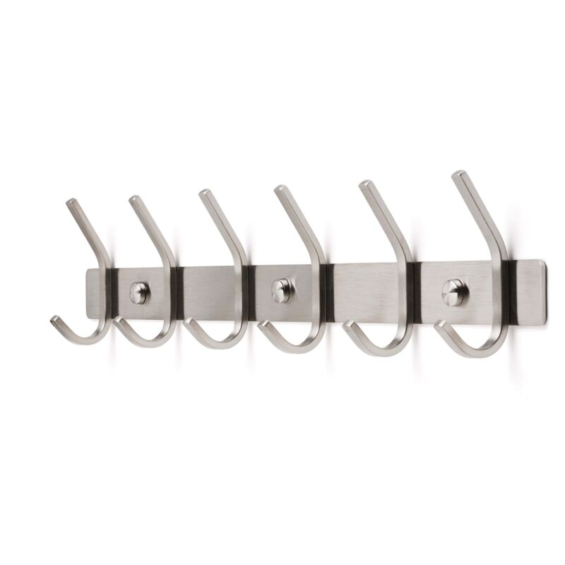TOJ Living Porte-manteau mural 12 crochets – Patère murale / porte-serviettes – Style industriel & moderne – Acier inoxydable – 46 cm – argent