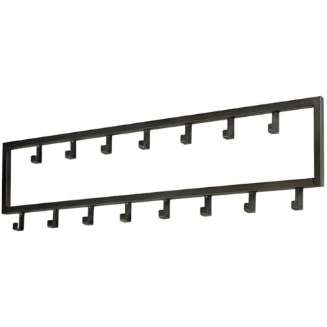 TOJ Living Porte-manteau mural 15 crochets – Patère murale / porte-serviettes – Style industriel & moderne – Acier inoxydable – 80 cm – noir mat