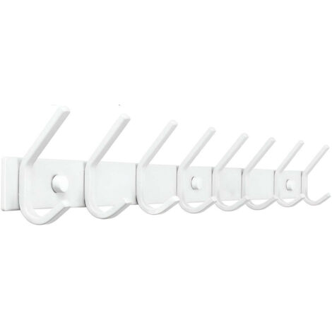 TOJ Living Porte-manteau mural 16 crochets – Patère murale / porte-serviettes – Style industriel & moderne – Acier inoxydable – 62 cm – blanc
