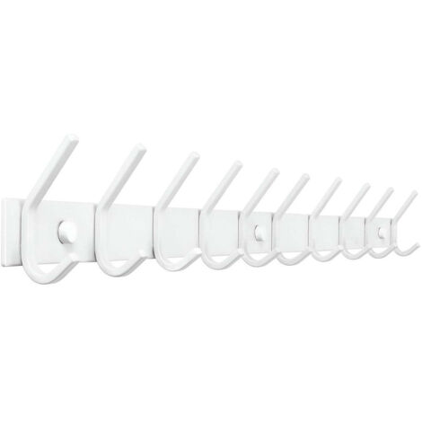 TOJ Living Porte-manteau mural 20 crochets – Patère murale / porte-serviettes – Style industriel & moderne – Acier inoxydable – 78 cm – blanc