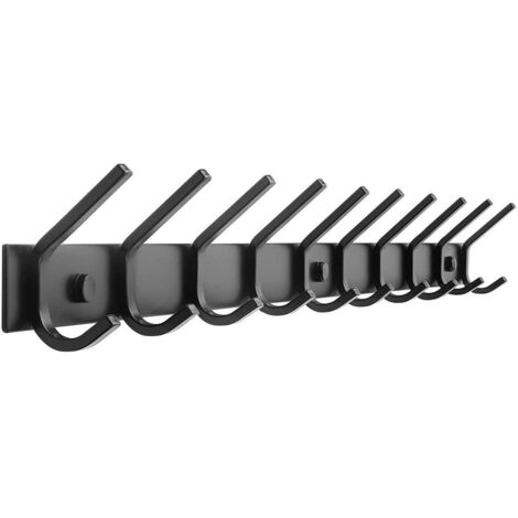 TOJ Living Porte-manteau mural 20 crochets – Patère murale / porte-serviettes – Style industriel & moderne – Acier inoxydable – 78 cm – noir mat