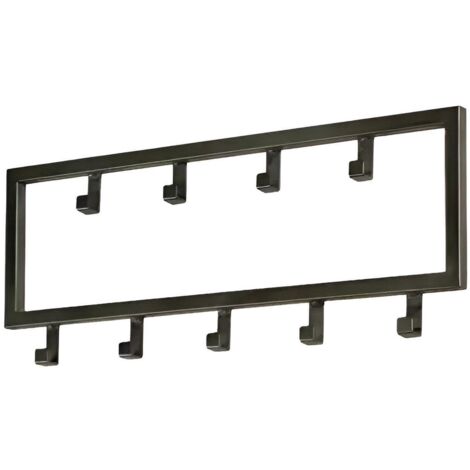 TOJ Living Porte-manteau mural 9 crochets – Patère murale / porte-serviettes – Style industriel & moderne – Acier inoxydable – 50 cm – noir mat