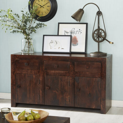 Toko Dark Mango Large Sideboard - Solid Mango Wood - L45 x W135 x H75 cm