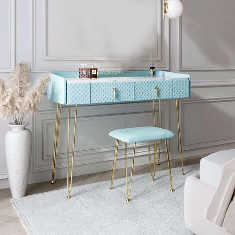 Blue dressing table stool