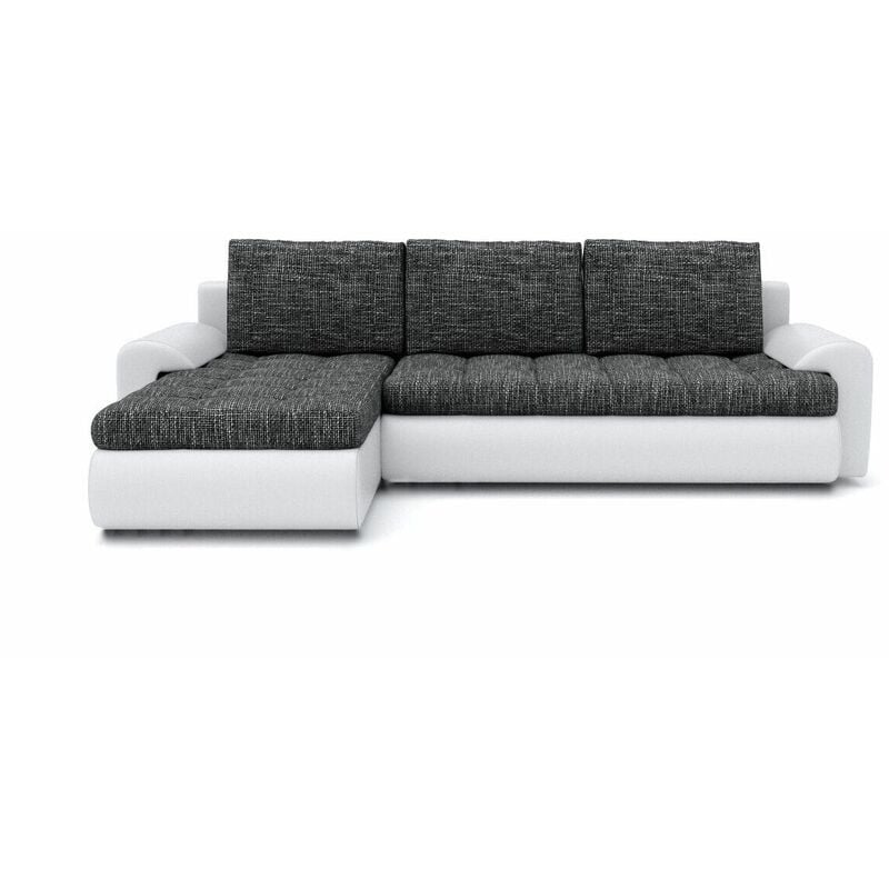 Tokyo Left Hand Facing Pleated Fabric Corner Sofa Bed - Grey & White