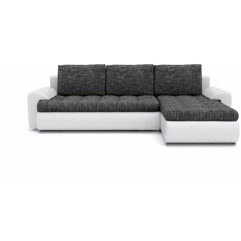 Tokyo Right Hand Facing Pleated Fabric Corner Sofa Bed - Grey & White