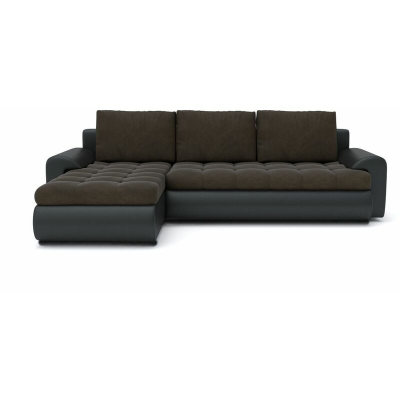 Tokyo Left Hand Facing Velvet Fabric Corner Sofa Bed - Brown & Black