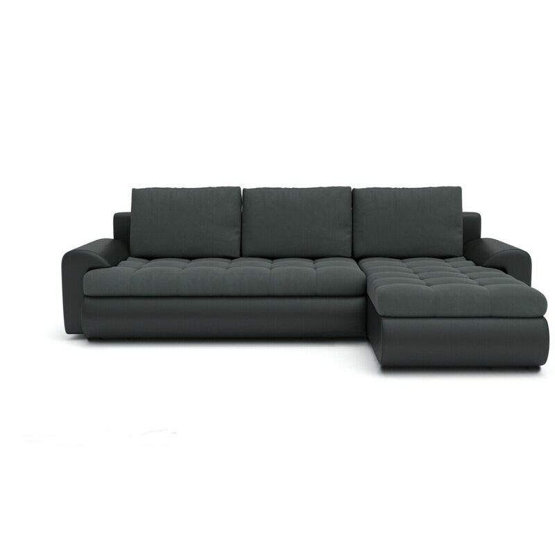 Tokyo Right Hand Facing Velvet Fabric Corner Sofa Bed - Dark Grey & Black