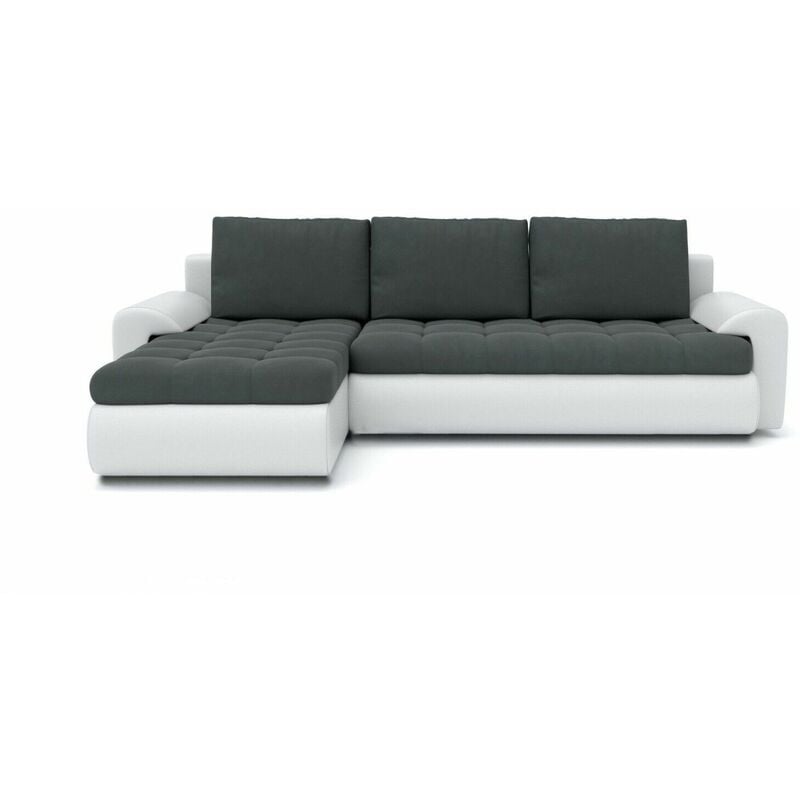 Tokyo Left Hand Facing Velvet Fabric Corner Sofa Bed - Dark Grey & White