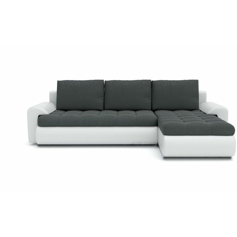 Tokyo Right Hand Facing Velvet Fabric Corner Sofa Bed - Dark Grey & White