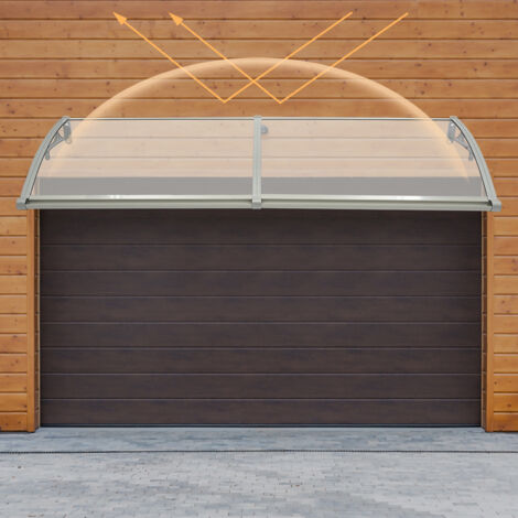 Toldo 20060 para entrada de puerta con canalón, toldos para puertas, cubierta exterior para ventanas con soporte de plástico-acero, cubierta de policarbonato, protección UV, lluvia, protección contra 