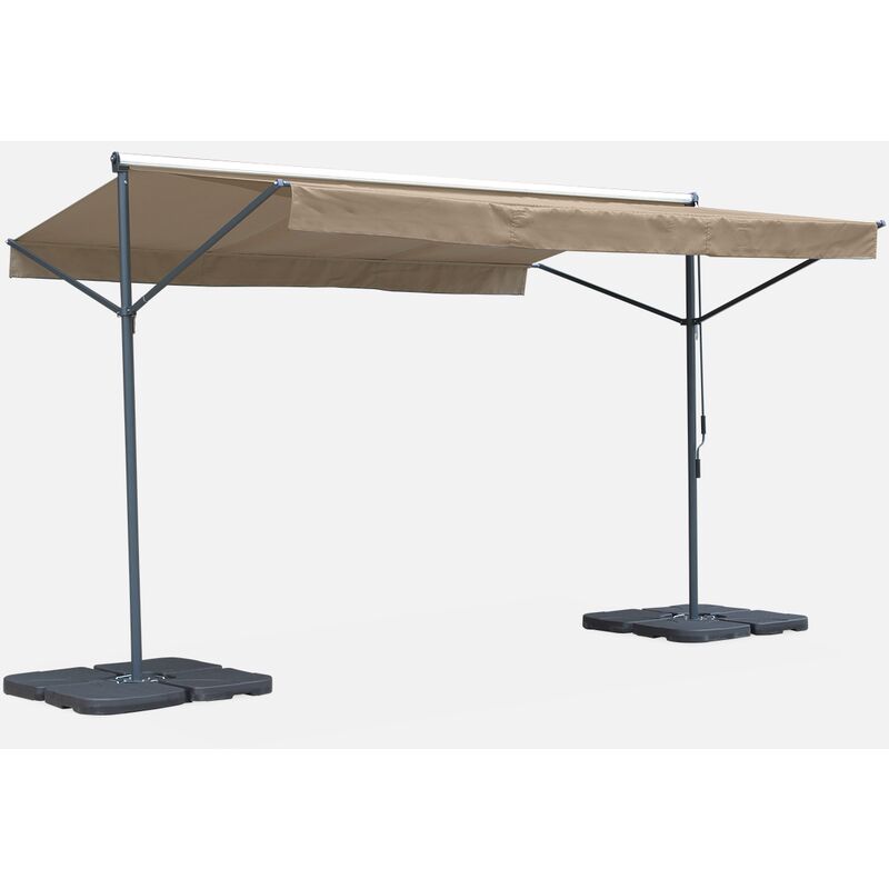 

Toldo a dos aguas con patas 4x3, sistema manual, tejido de poliéster - Pardo