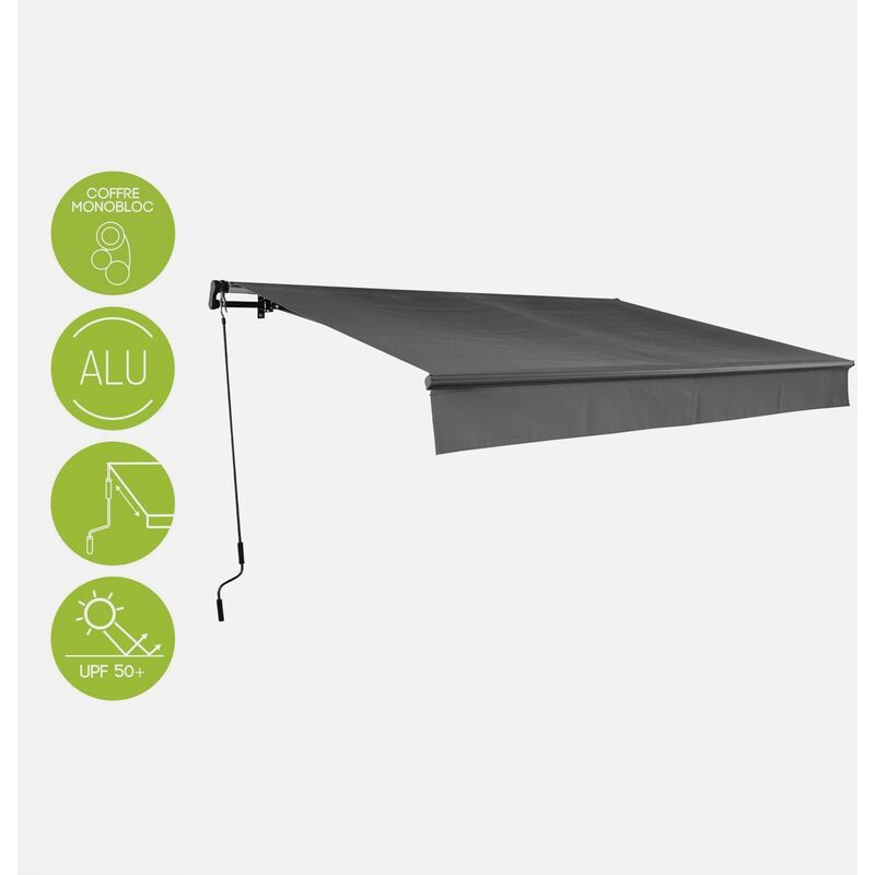 

Alice's Garden - Toldo de pared Alombra 3m x 2m de aluminio y tela de poliéster Gris - Gris