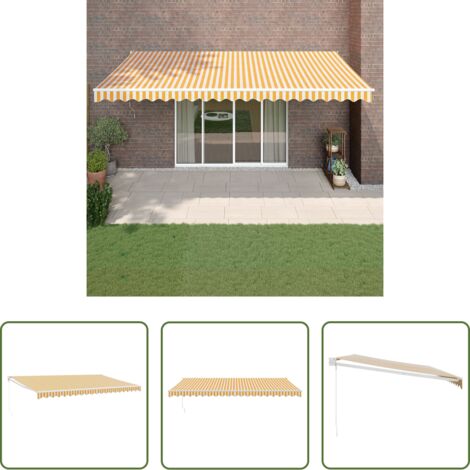 Toldo aluminio -  Toldo retráctil aluminio y tela amarillo y blanco 5x3 m