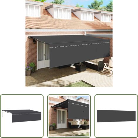 Toldo antracita -  Toldo Retráctil Antracita 500 x 300 cm Poliéster y Aluminio