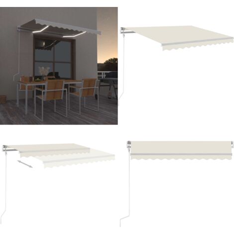 Toldo automático con LED sensor de viento color crema 300x250cm - Toldo retráctil - Toldo con sensor de viento